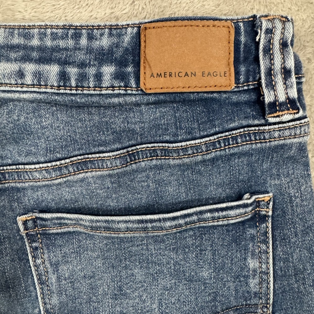 American Eagle Next Level Flex Jeans Womens 12 Super High Rise Flare Blue Boho - Picture 7 of 16